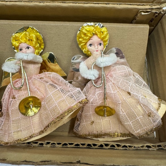 Shiny Brite 5 Kitsch Christmas Angels Ornaments Max Eckardt  1959 Japan Paper - Picture 2 of 9